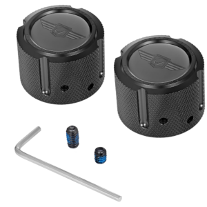 Axle Nut Cover - Front - Stainless Steel - Figurati Designs Logo - Black