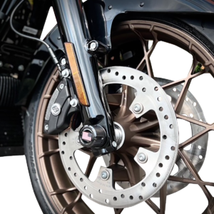 Axle Nut Cover - Front - Stainless Steel - Red/White/Blue Flag - Reversed - Black