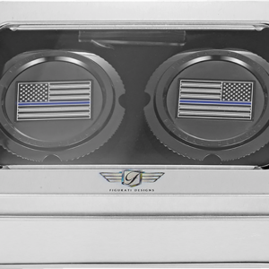 Axle Nut Cover - Front - Stainless Steel - Stainless Steel - Blue Line Flag - Black