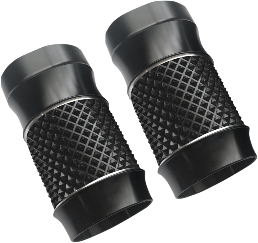 Fork Slider Covers - Black Anodized - Cross-Cut