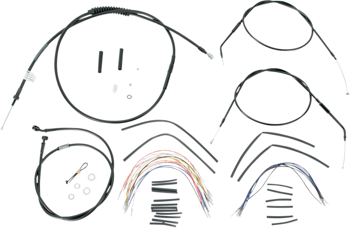 Complete Black Vinyl Handlebar Cable/Line Kit for Ape Hanger Handlebars - 12" - Image 2