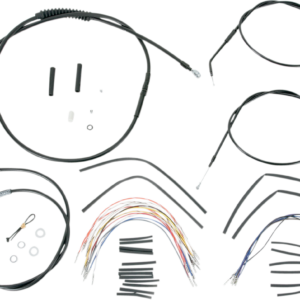 Complete Black Vinyl Handlebar Cable/Line Kit for Ape Hanger Handlebars - 14"