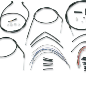 Complete Black Vinyl Handlebar Cable/Line Kit for Ape Hanger Handlebars - 16"