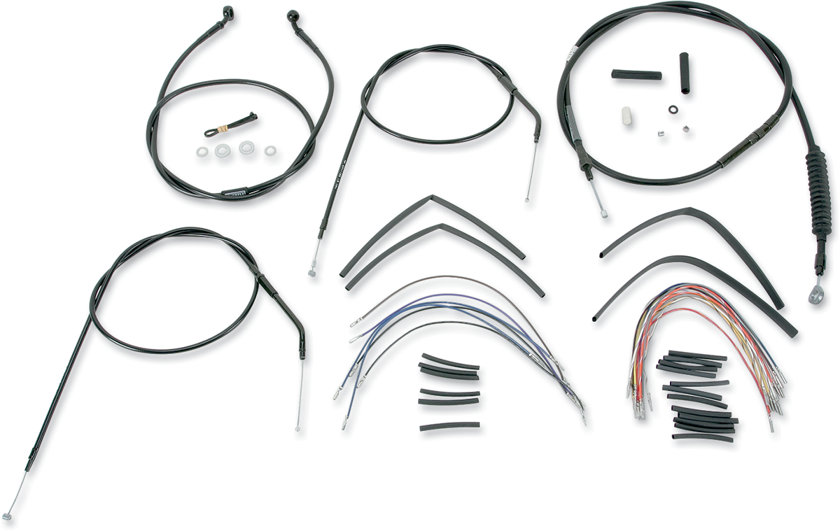 Complete Black Vinyl Handlebar Cable/Line Kit for Ape Hanger Handlebars - 16"