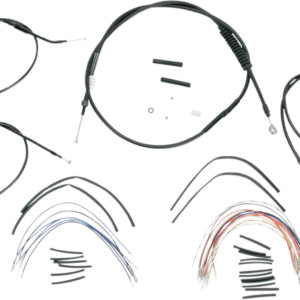 Complete Black Vinyl Handlebar Cable/Line Kit for Ape Hanger Handlebars - 12"