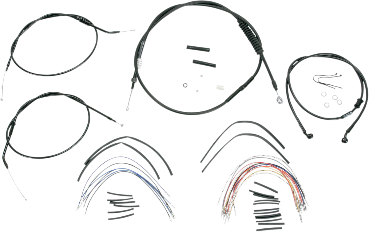 Complete Black Vinyl Handlebar Cable/Line Kit for Ape Hanger Handlebars - 12"