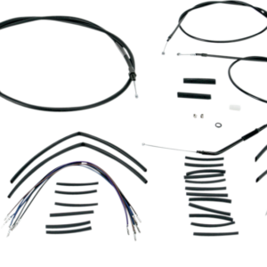 Complete Black Vinyl Handlebar Cable/Line Kit for Ape Hanger Handlebars - 14"