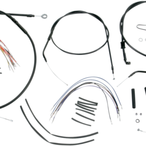 Complete Black Vinyl Handlebar Cable/Line Kit for Ape Hanger Handlebars - 16"