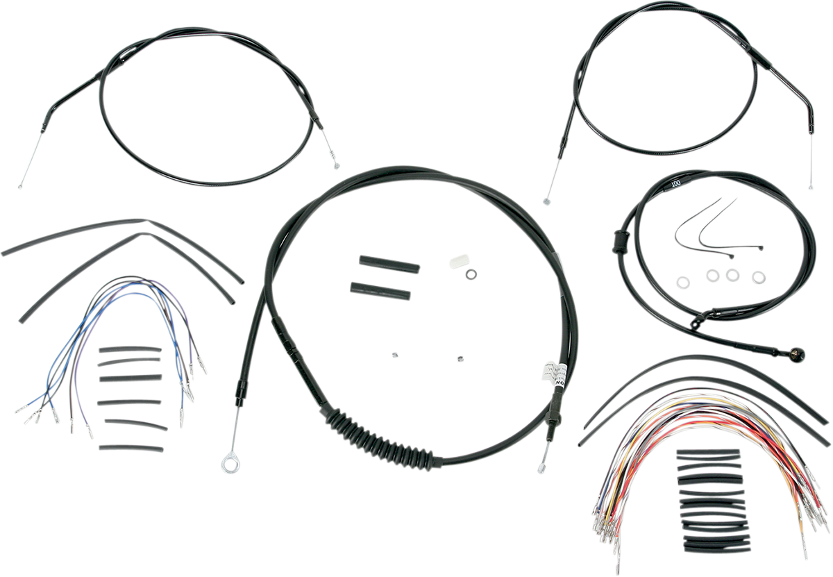Complete Black Vinyl Handlebar Cable/Line Kit for Ape Hanger Handlebars - 12"