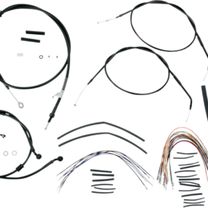 Complete Black Vinyl Handlebar Cable/Line Kit for Ape Hanger Handlebars - 14"
