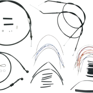 Complete Black Vinyl Handlebar Cable/Line Kit for Ape Hanger Handlebars - 16"