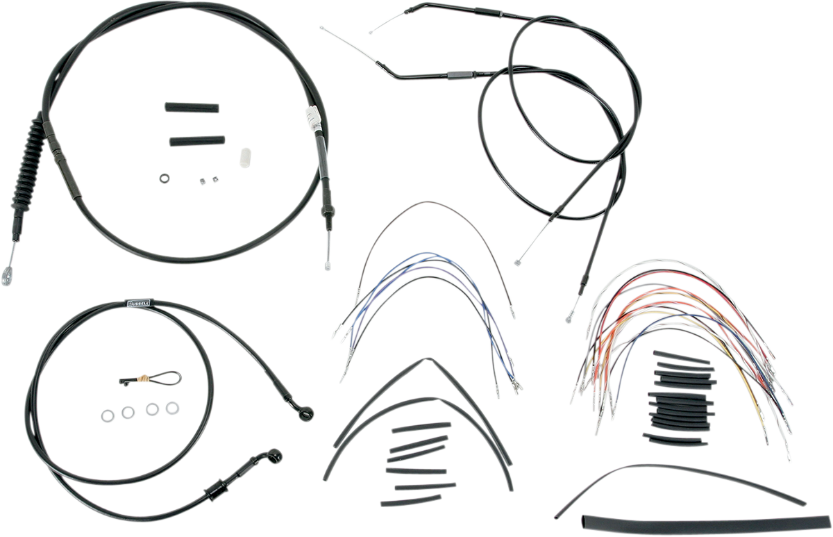 Complete Black Vinyl Handlebar Cable/Line Kit for Ape Hanger Handlebars - 16"