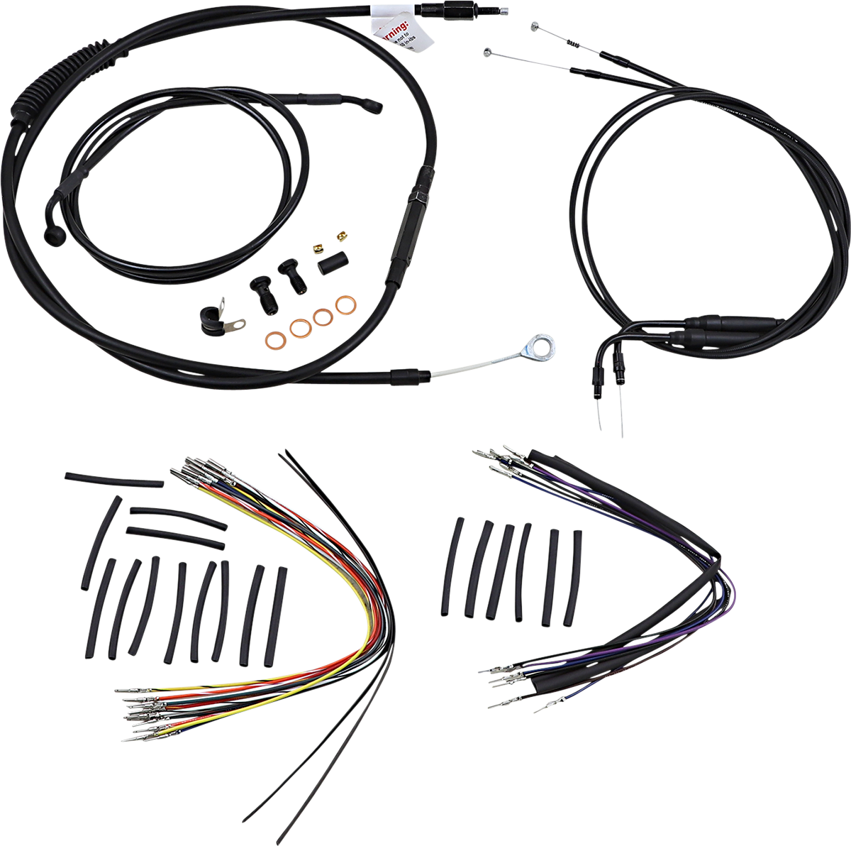 Complete Black Vinyl Handlebar Cable/Line Kit for Ape Hanger Handlebars - 14" - Image 2