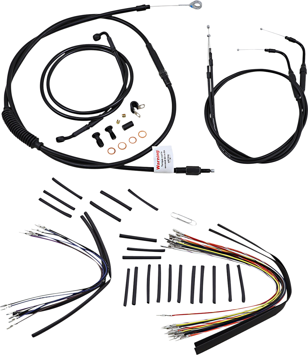 Complete Black Vinyl Handlebar Cable/Line Kit for Ape Hanger Handlebars - 14" - Image 2