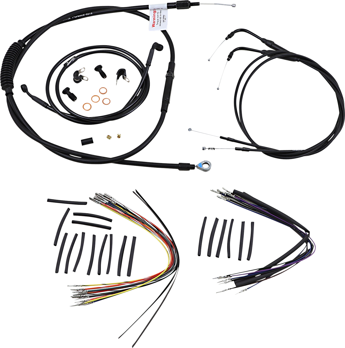 Complete Black Vinyl Handlebar Cable/Line Kit for Ape Hanger Handlebars - 14" - Image 2