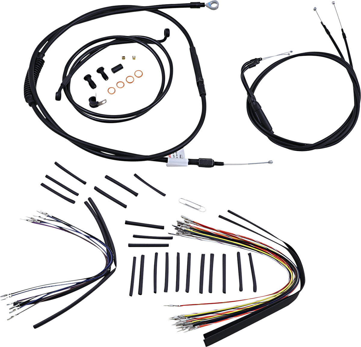 Complete Black Vinyl Handlebar Cable/Line Kit for Ape Hanger Handlebars - 14" - Image 2