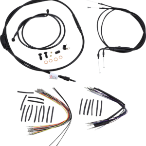 Complete Black Vinyl Handlebar Cable/Line Kit for Ape Hanger Handlebars - 16"
