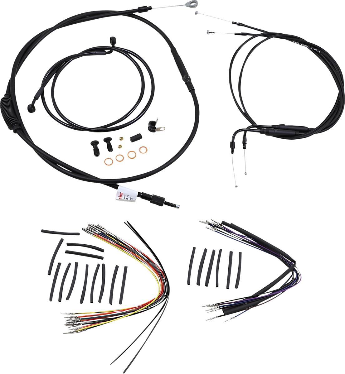 Complete Black Vinyl Handlebar Cable/Line Kit for Ape Hanger Handlebars - 16"