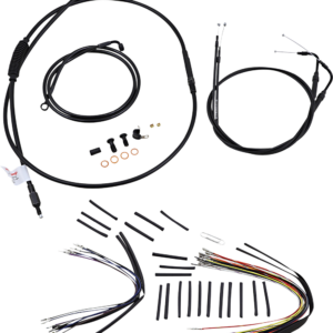 Complete Black Vinyl Handlebar Cable/Line Kit for Ape Hanger Handlebars - 16"