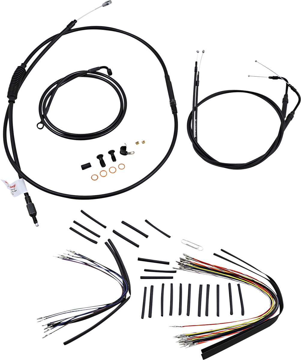 Complete Black Vinyl Handlebar Cable/Line Kit for Ape Hanger Handlebars - 16"