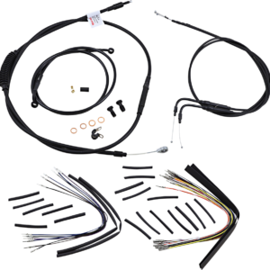 Complete Black Vinyl Handlebar Cable/Line Kit for Ape Hanger Handlebars - 16"