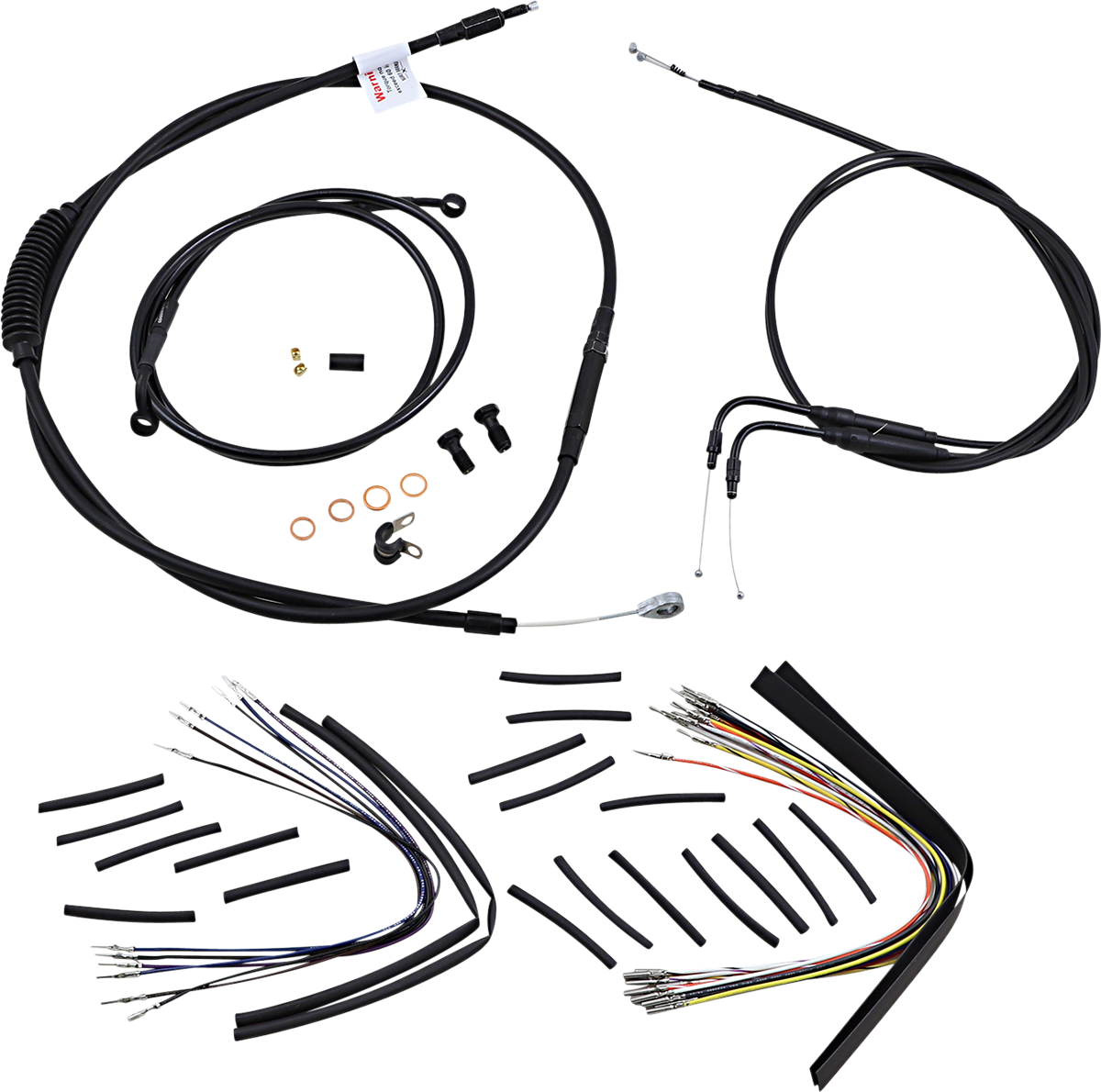 Complete Black Vinyl Handlebar Cable/Line Kit for Ape Hanger Handlebars - 16"