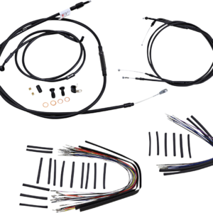 Complete Black Vinyl Handlebar Cable/Line Kit for Ape Hanger Handlebars - 16"