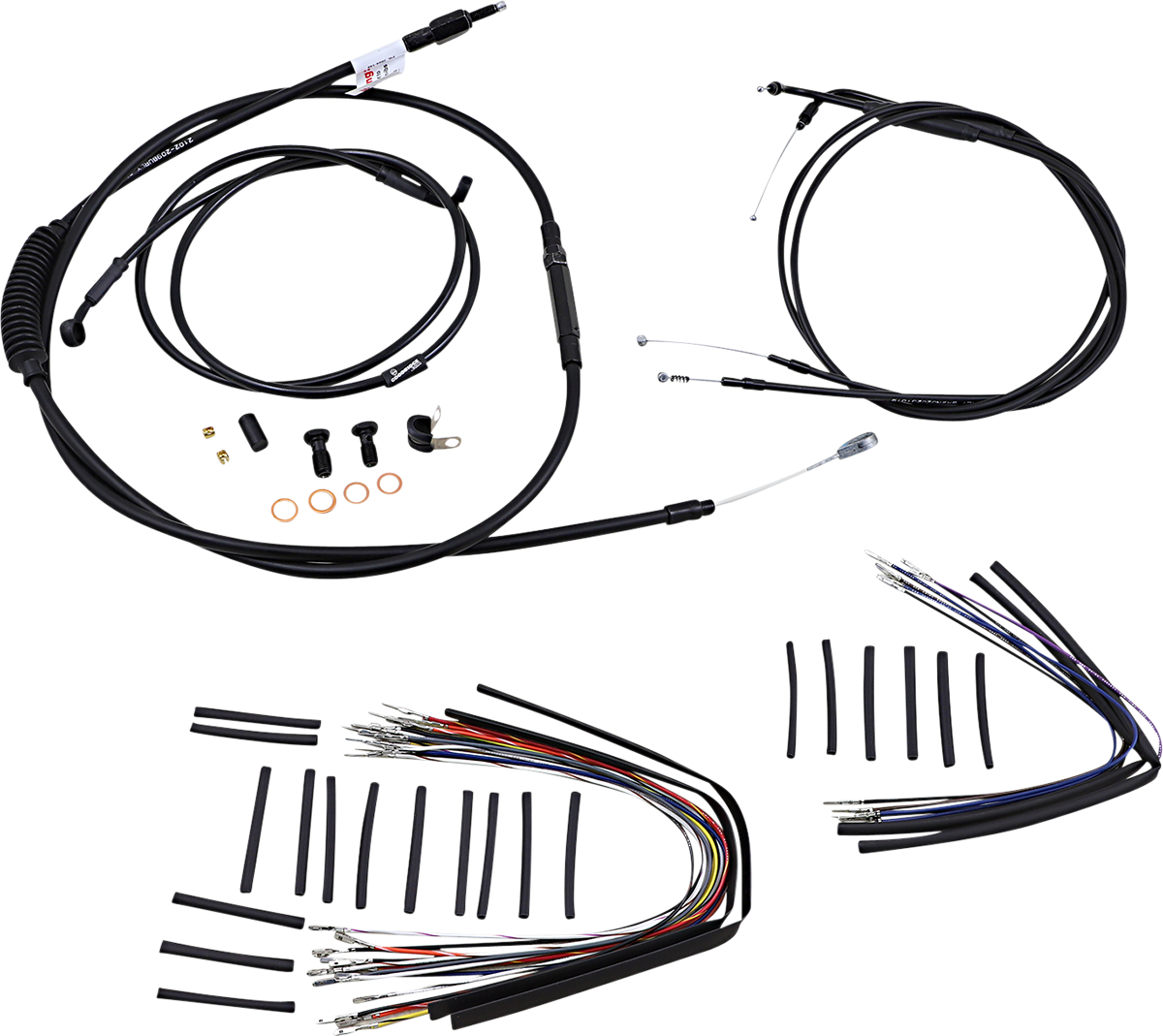 Complete Black Vinyl Handlebar Cable/Line Kit for Ape Hanger Handlebars - 16"