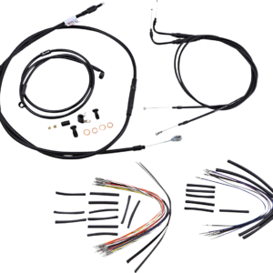 Complete Black Vinyl Handlebar Cable/Line Kit for Ape Hanger Handlebars - 18"