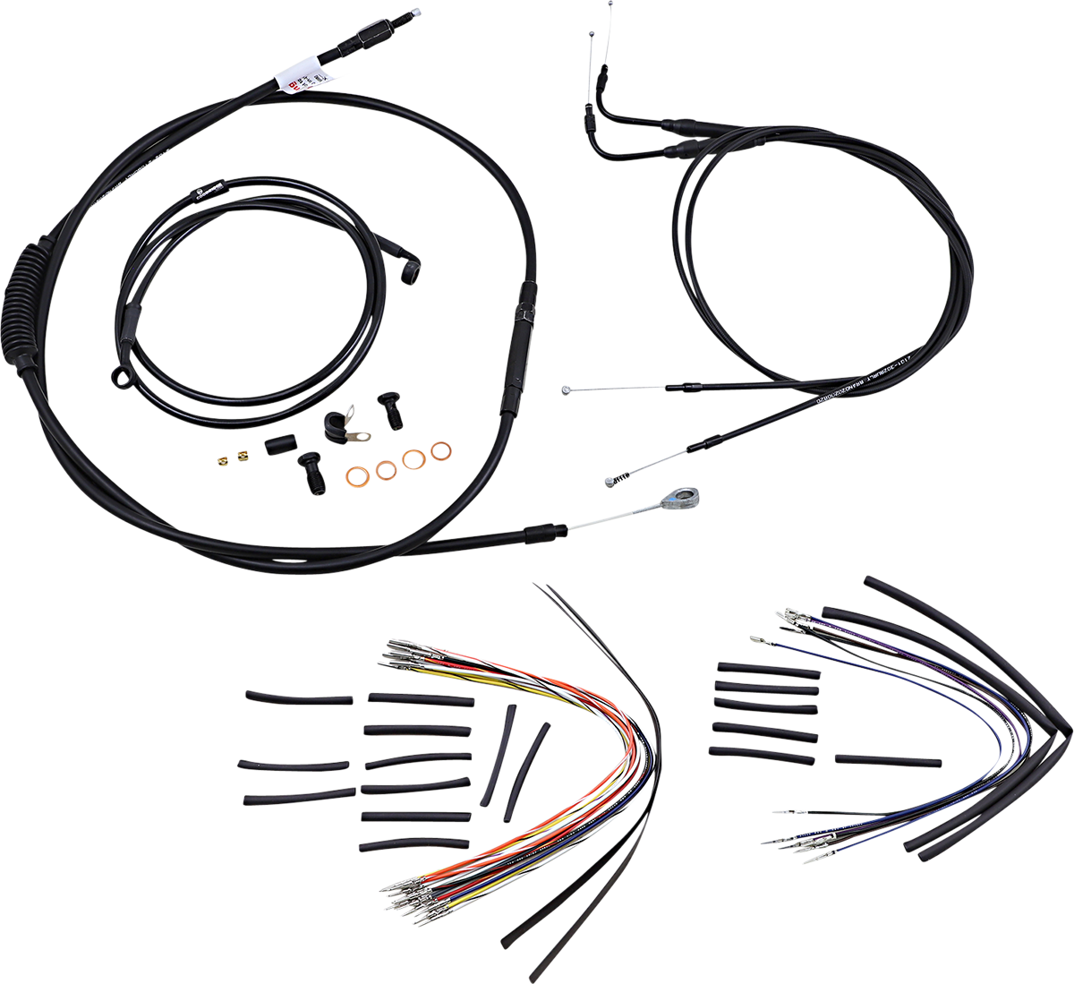 Complete Black Vinyl Handlebar Cable/Line Kit for Ape Hanger Handlebars - 18"