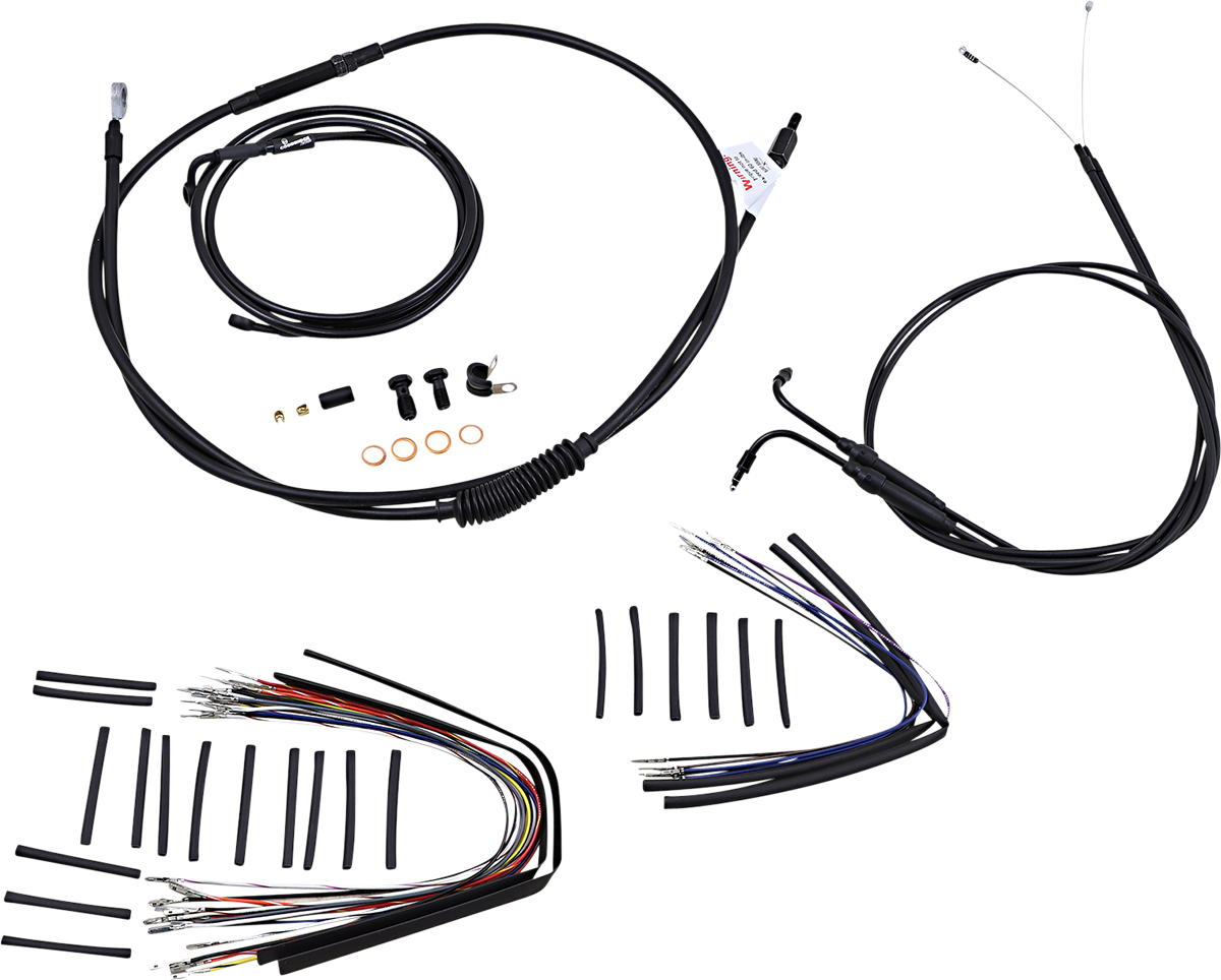 Complete Black Vinyl Handlebar Cable/Line Kit for Ape Hanger Handlebars - 18"
