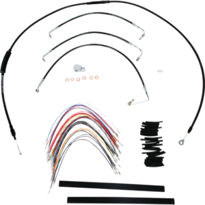 Complete Black Vinyl Handlebar Cable/Line Kit for Ape Hanger Handlebars - 13"