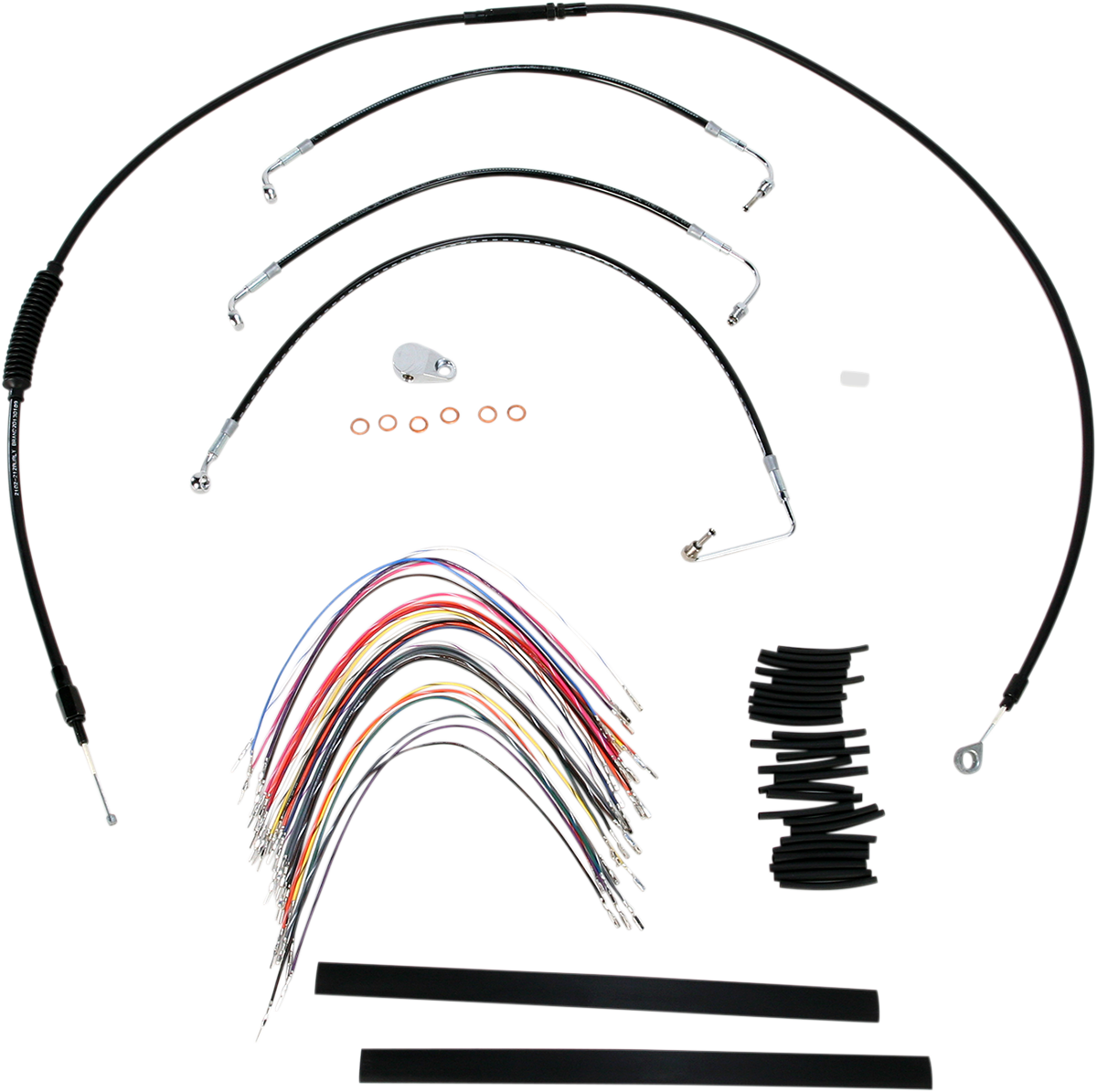 Complete Black Vinyl Handlebar Cable/Line Kit for Ape Hanger Handlebars - 13"