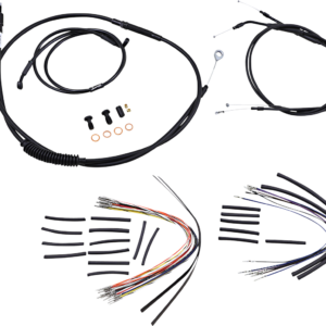 Complete Black Vinyl Handlebar Cable/Line Kit for Ape Hanger Handlebars - 12"