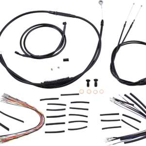 Complete Black Vinyl Handlebar Cable/Line Kit for Ape Hanger Handlebars - 12"