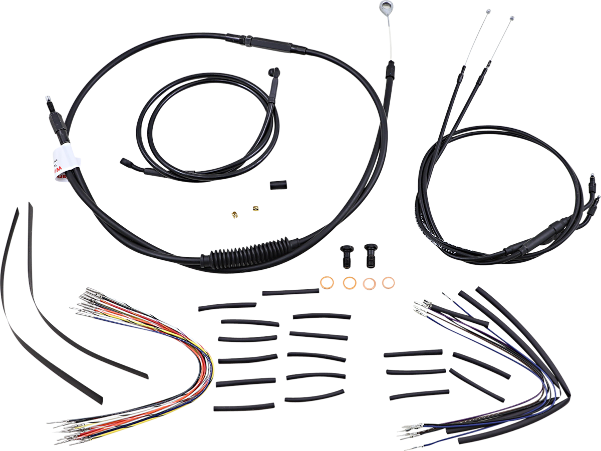 Complete Black Vinyl Handlebar Cable/Line Kit for Ape Hanger Handlebars - 12"