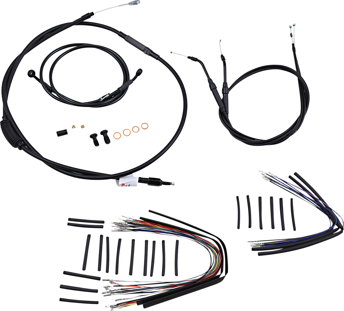 Complete Black Vinyl Handlebar Cable/Line Kit for Ape Hanger Handlebars - 12" - Image 2