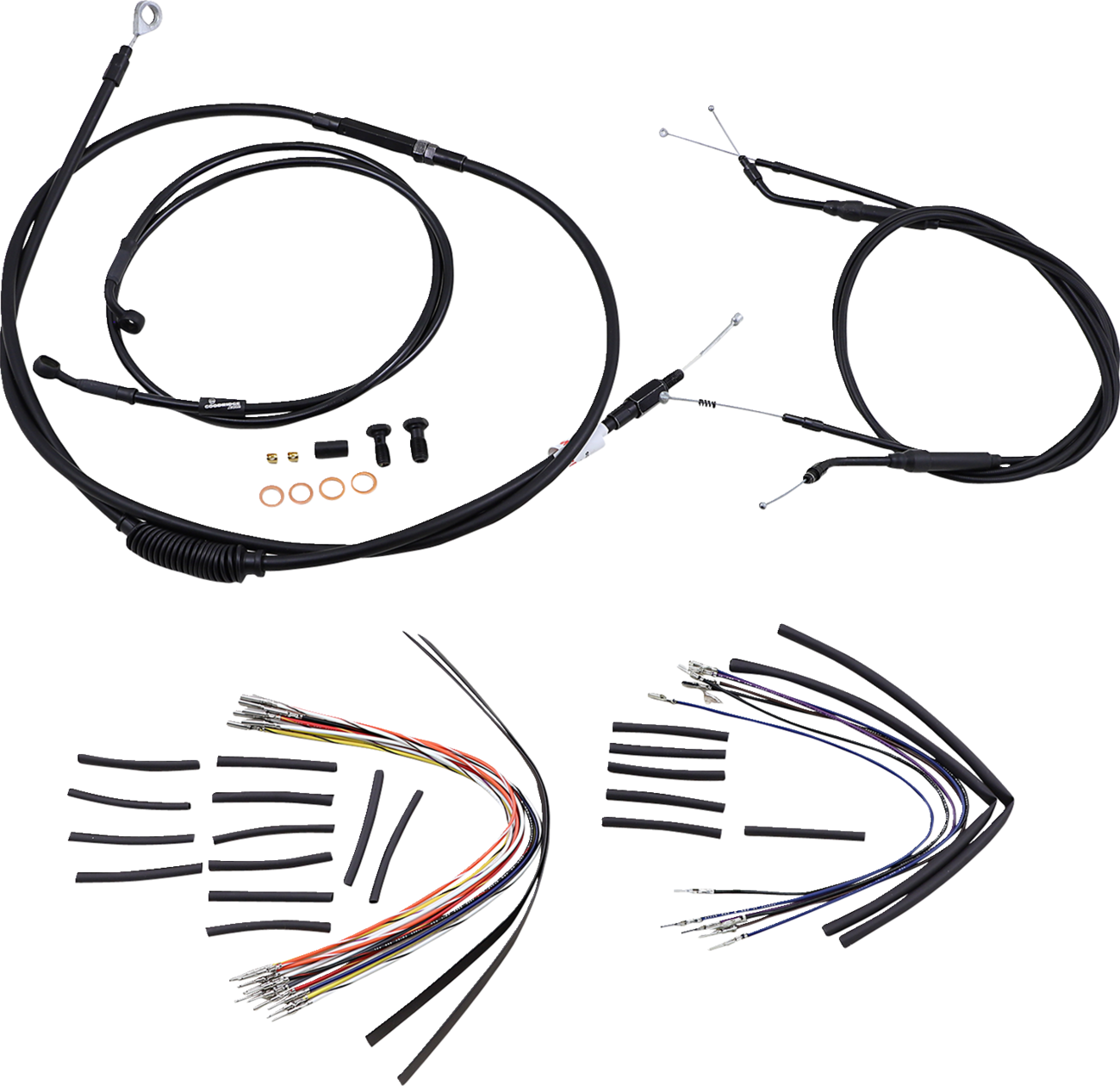 Complete Black Vinyl Handlebar Cable/Line Kit for Ape Hanger Handlebars - 14" - Image 2