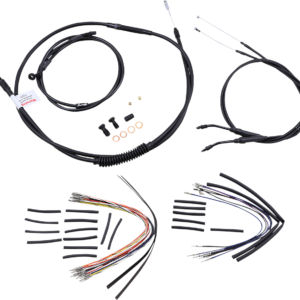 Complete Black Vinyl Handlebar Cable/Line Kit for Ape Hanger Handlebars - 14"