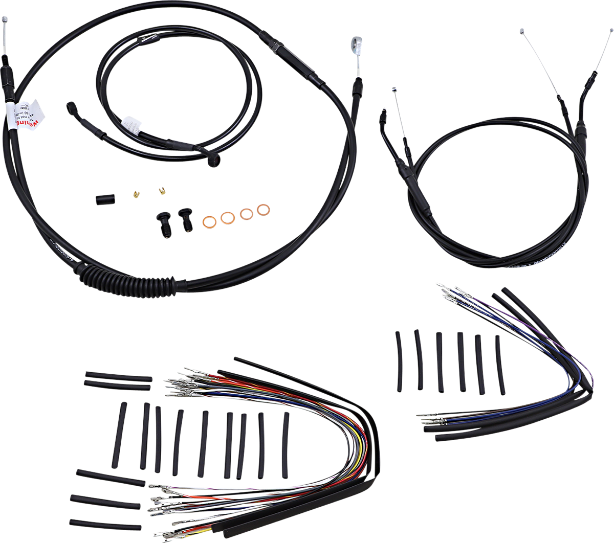 Complete Black Vinyl Handlebar Cable/Line Kit for Ape Hanger Handlebars - 14" - Image 2