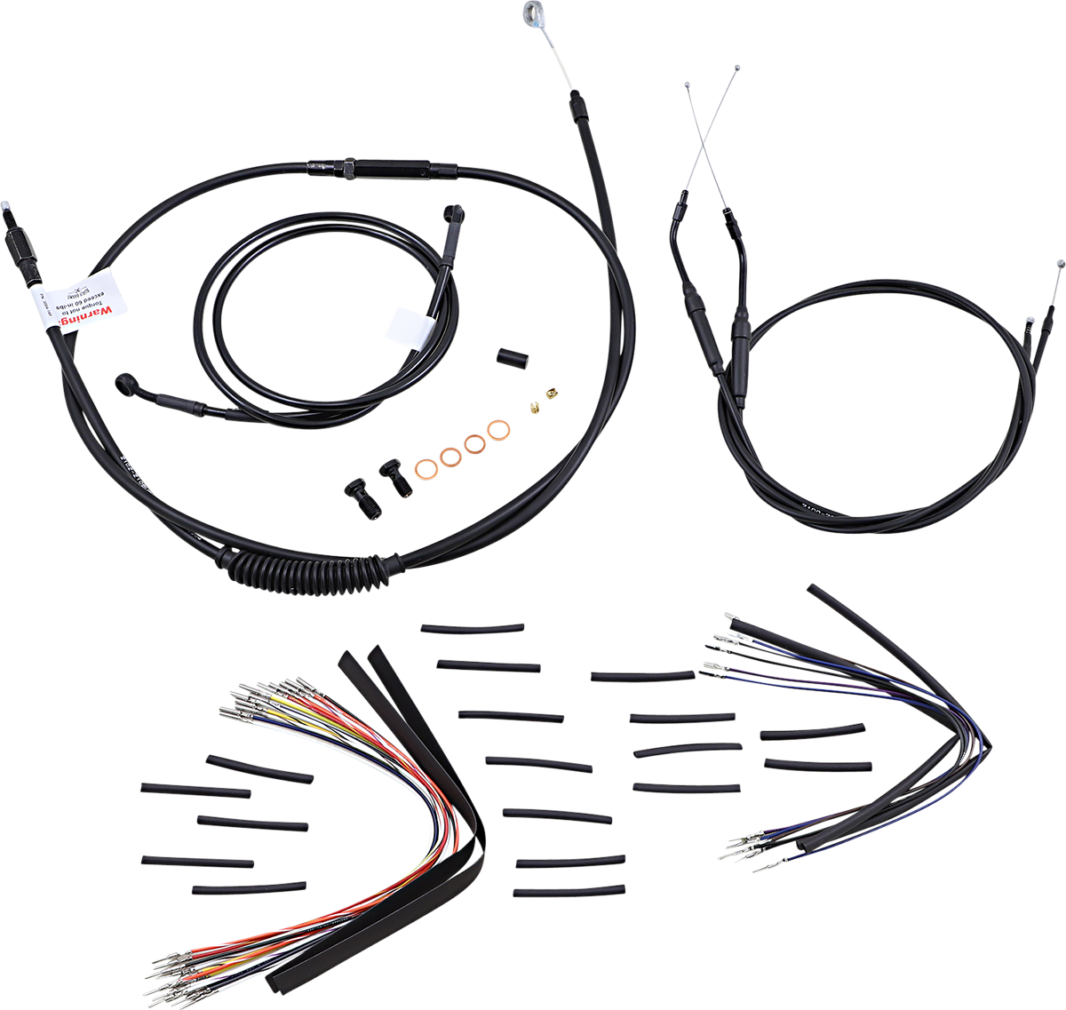 Complete Black Vinyl Handlebar Cable/Line Kit for Ape Hanger Handlebars - 16" - Image 2