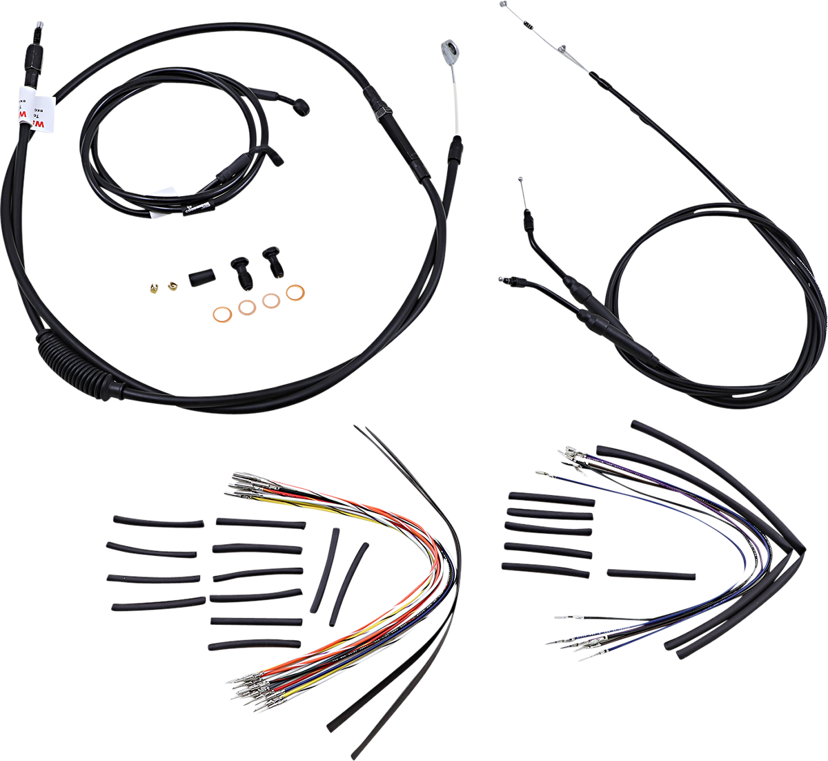 Complete Black Vinyl Handlebar Cable/Line Kit for Ape Hanger Handlebars - 16" - Image 2