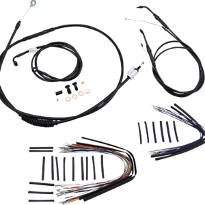 Complete Black Vinyl Handlebar Cable/Line Kit for Ape Hanger Handlebars - 16"