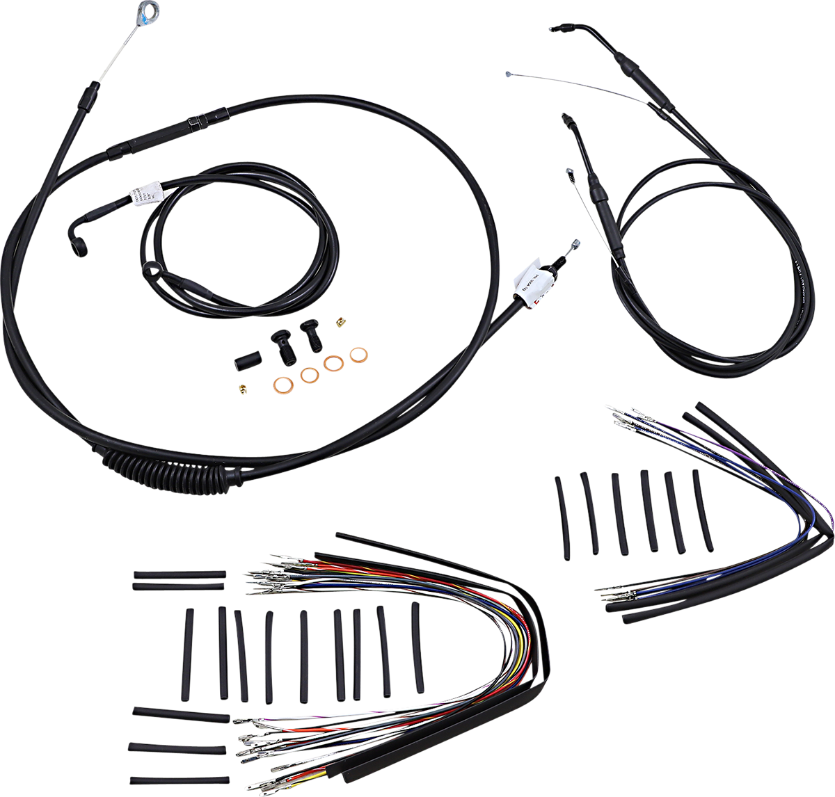 Complete Black Vinyl Handlebar Cable/Line Kit for Ape Hanger Handlebars - 16"