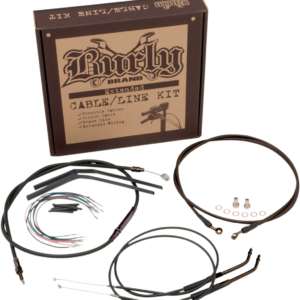 Complete Black Vinyl Handlebar Cable/Line Kit for Ape Hanger Handlebars - 12"