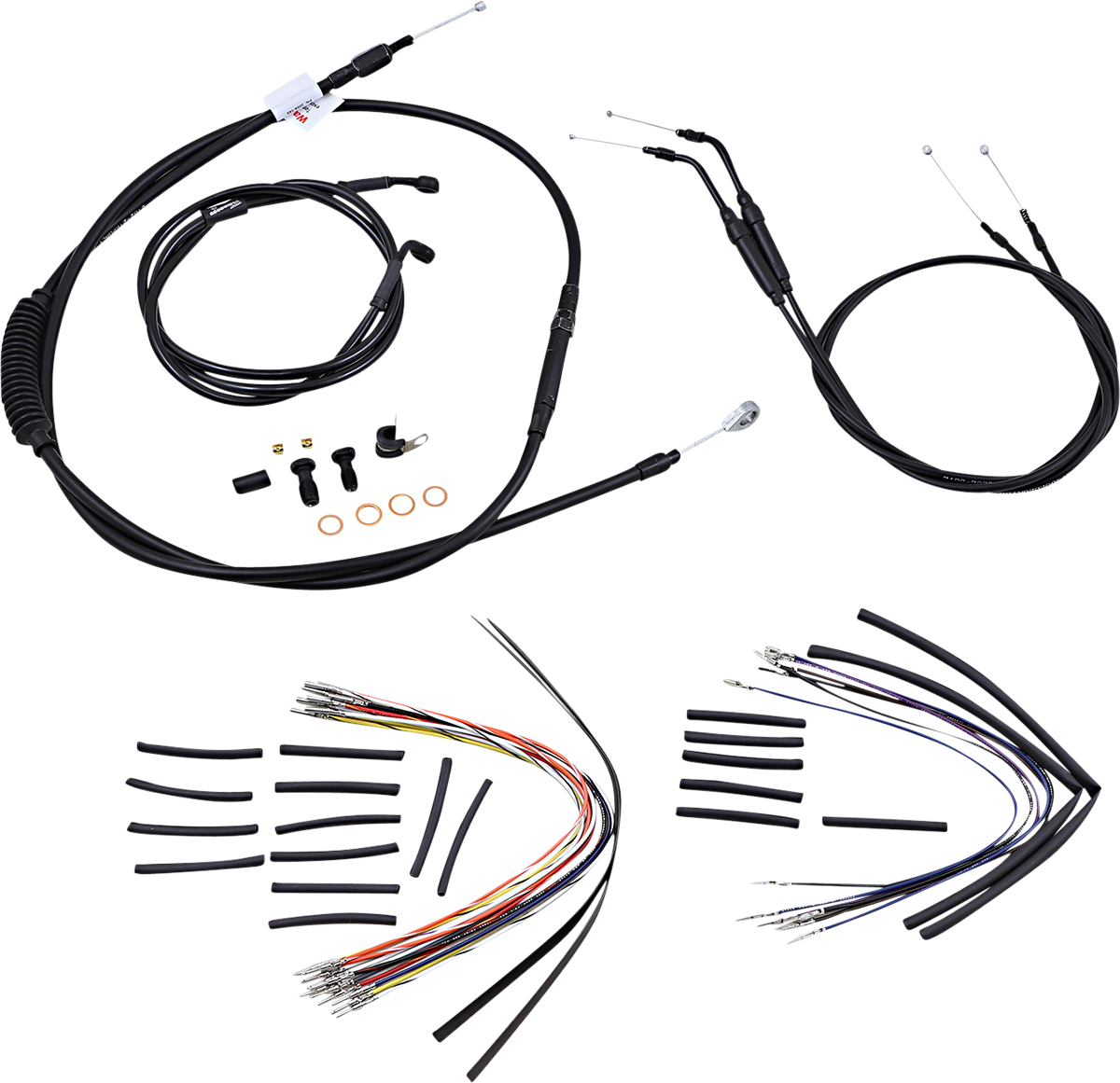 Complete Black Vinyl Handlebar Cable/Line Kit for Ape Hanger Handlebars - 14" - Image 2