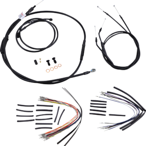 Complete Black Vinyl Handlebar Cable/Line Kit for Ape Hanger Handlebars - 16"