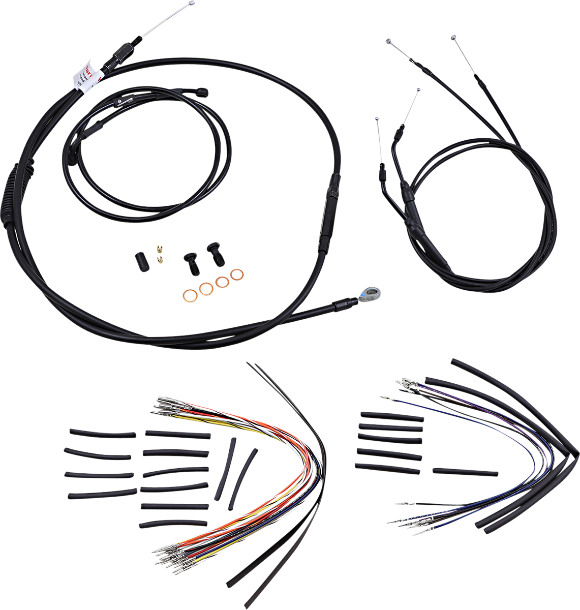 Complete Black Vinyl Handlebar Cable/Line Kit for Ape Hanger Handlebars - 16"