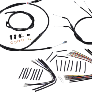 Complete Black Vinyl Handlebar Cable/Line Kit for Ape Hanger Handlebars - 12"