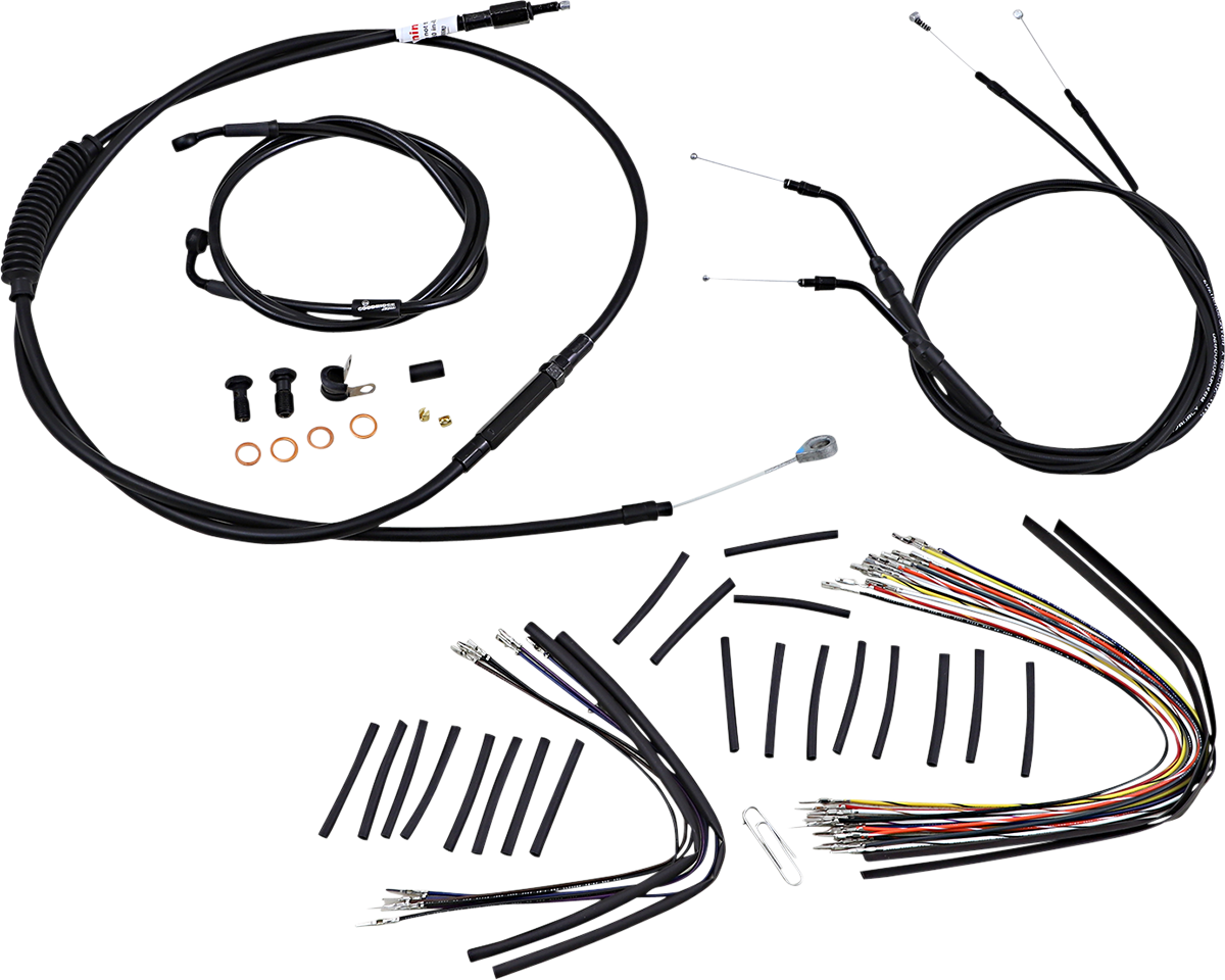 Complete Black Vinyl Handlebar Cable/Line Kit for Ape Hanger Handlebars - 12"